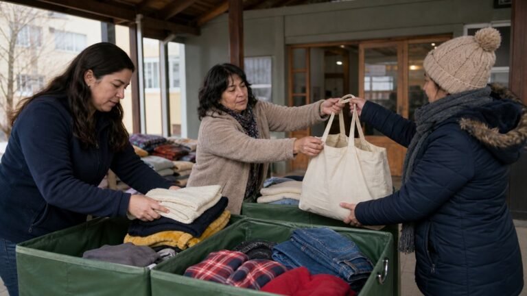 Imagen referencial: Voluntarias reciben y ordenan ropa y textiles para reciclaje